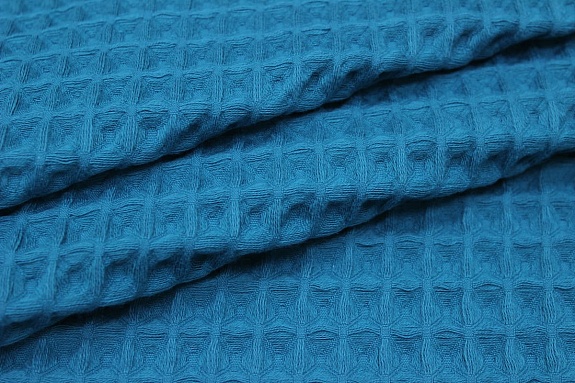 Вафельное премиум-полотно "Бохо" цв.темная бирюза, ш.1.75м, хлопок-100%, 230гр/м.кв