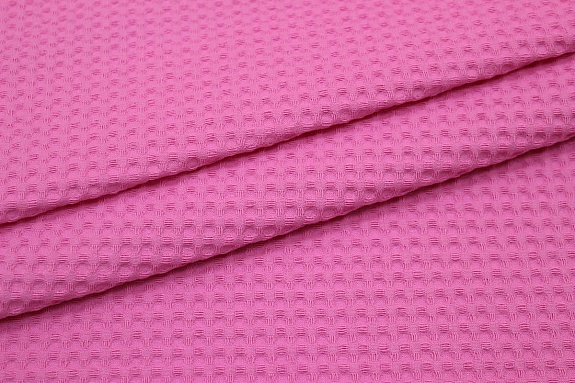 Вафельное премиум-полотно "Italy" цв.Розовый насыщенный, ш.1.5м, хлопок-100%, 240гр/м.кв