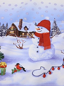 Дорожка "Новогодний снеговик", СОРТ2, ш.0.5м, хлопок -100%, 228гр/кв.м, раппорт-63.5см
