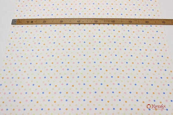 Фланель "Разноцветный горошек на молочном", ш.0,87м, хлопок-100%, 160гр/м.кв