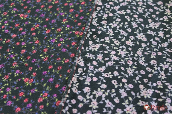 Штапель Премиум "Кукольная нежность" цв.черно-зеленый, ш.1.44м, вискоза-100%, 120гр/м.кв
