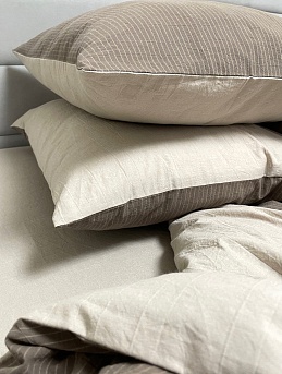 Постельное белье из вареного хлопка в темно-кофейном цвете