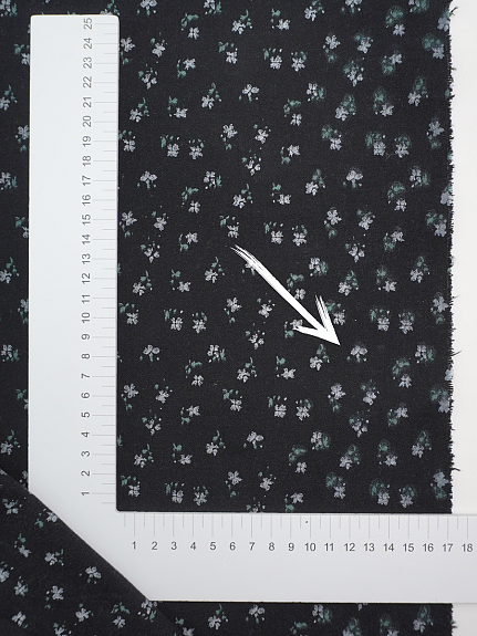 Теплый хлопок "Цветочки - мотылечки" цв.черный, СОРТ2, ш.1.50м, хлопок-100%, 160гр/м.кв