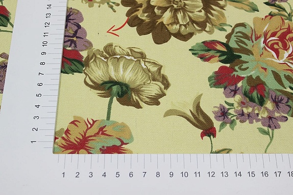 Ткань интерьерная "Нежный аромат" (коричневые цветы), ш.1.48м, хл-80%, п/э-20%, 265гр/м.кв