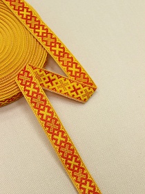 Жак.лента 18мм Красные крестики на темно-желтом