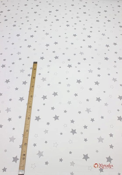 Поплин "Серые звезды на белом", ш.2.2м, хлопок-100%, 115гр/м.кв