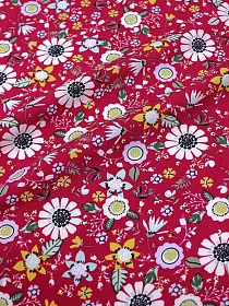 Штапель "Красочное лето" цв.малиновый, ш.1.47м, вискоза-100%, 100гр/м.кв