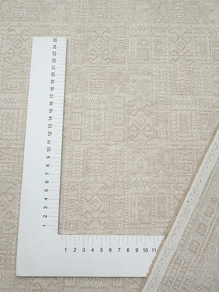 Полулен жаккард "Египет" цв.бежевый, ш.1.55м, лен-42%, хлопок-58%, 180гр/м.кв