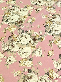 Плотный импортный хлопок "Белые пионы на розовом", ш.1.44м, хлопок-100%, 125гр/м.кв