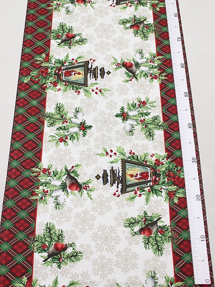 Дорожка "Рождественский фонарик" цв.зеленый, ш.0.5м, хлопок-100%, 228гр/м.кв