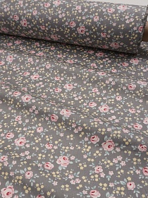 Сатин "Нежная розочка" цв.серый, ш.1.6м, хлопок-100%, 110гр/м.кв