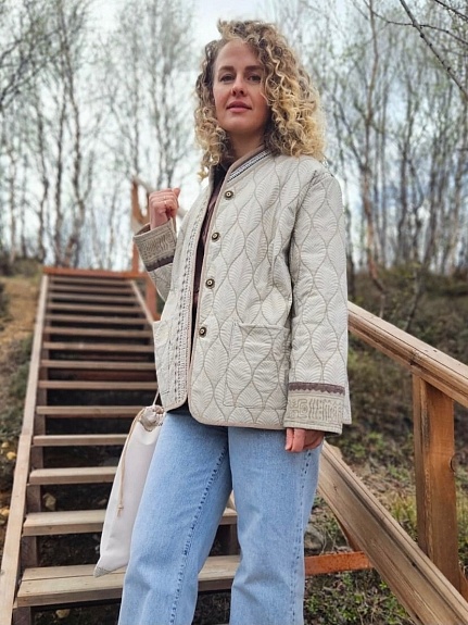 Телогрейка из полульна "Лиственный орнамент" и "Сахара - орнамент"