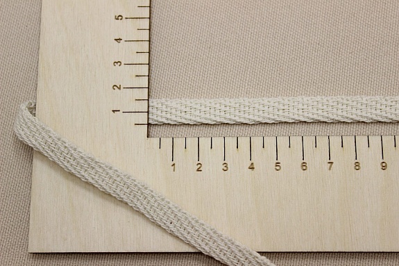 Шнур плоский рыхлый цв.Суровый, ш.10мм, хлопок-90%, п/э-10%