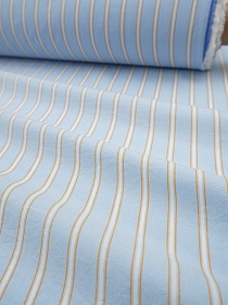 Пестроткань сорочечная "Тройная средняя полоска" цв.голубой, ш.1.5м, хлопок-100%, 120гр/м.кв