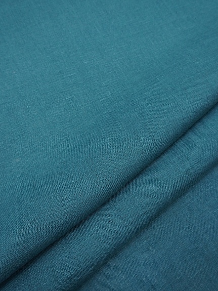 Лен костюмный с эффектом мятости цв.Морская волна, ш.1.5м, лен-100%, 190гр/м.кв