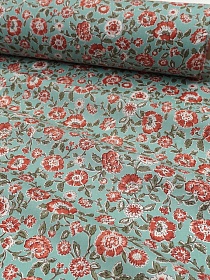 Импорт. хлопок "Цветочный каскад" цв.мятная дымка, ш.1.45м, хлопок-100%, 100гр/м.кв