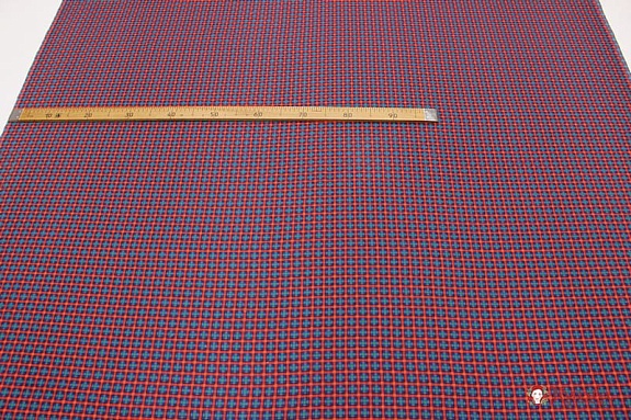 Плательный хлопок с микр.начесом "Мелкая красно-синяя клетка", ш.1.5м, хлопок-100%, 180гр/м.кв