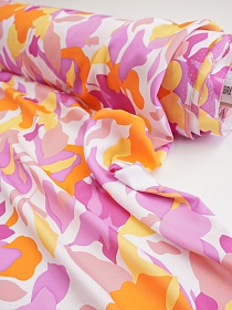 Штапель Премиум (Digital) "Цветочный камуфляж" цв.сиреневый, ш.1.45м, вискоза-100%, 110гр/м.кв