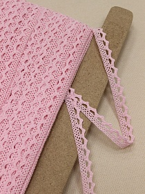 Кружево цв.нежно-розовый, ш.10мм, хлопок-90%, п/э-10%, рис.075/11