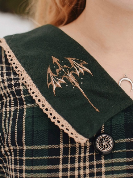 Платье из  Фуле "Клетка" в цвете т.кедр/бежевый