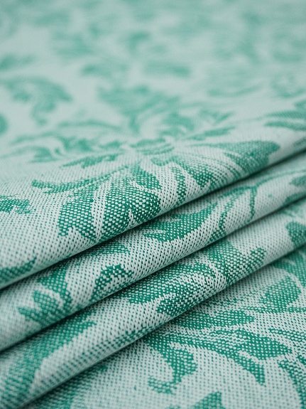 Полульняной жаккард "Перепев" цв.нефритовый, ш.1.6м, лен-50%, хлопок-50%, 210гр/м.кв