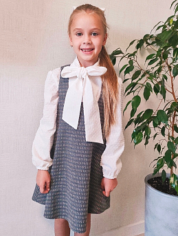 Школьный детский сарафан из теплого хлопка "Пирамидки - елочки"