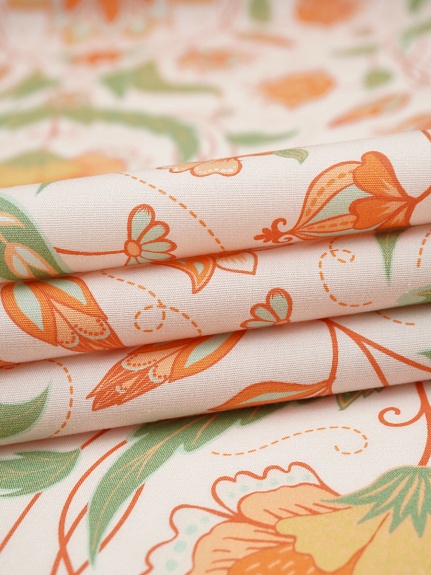 Перкаль Премиум (Digital) "Цветы прованс бежево-персиковый фон", ш.1.5м, хлопок-100%, 120гр/м.кв