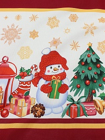 Рогожка "Снеговичок удачи", ш.1.50м, хлопок-100%, 165гр/м.кв