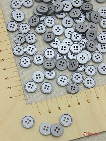 Пуговица пластмасса, цв.светло-серый металлик, 12мм, 4 отверстия