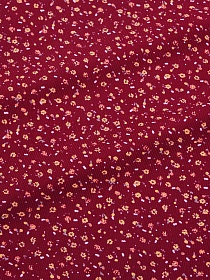 Микровельвет "Маленькие лютики на темно-малиновом", ш.1.1м, хлопок-100%, 130гр/м.кв