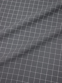 Вареный (стираный) хлопок "Белая клетка (1.6*1.6см)" цв.серая умбра, ш.2.5м, 125гр/м.кв