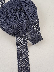 Кружево цв.темно-синий флер, ш.30мм, хлопок-90%, п/э-10%, 10м, рис.111/22