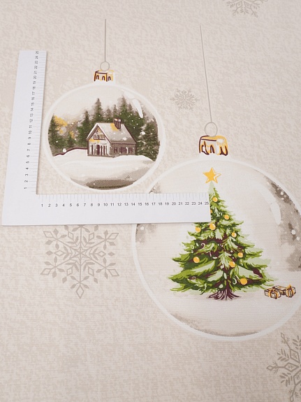 Рогожка "Время сказки" цв.бежевый, ш.1.5м, хлопок-100%, 150гр/м.кв, раппорт 64см