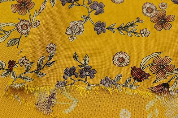 Штапель Премиум "Ариадна" цв.куркума, ш.1.45м, вискоза-100%, 120гр/м.кв