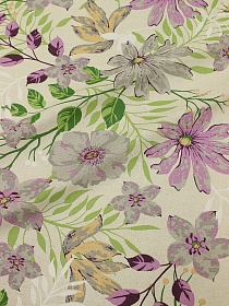 Полулен "Фиолетовая камелия" (на суровом), ш.1.5м, лен-30%, хлопок-70%, 140гр/м.кв