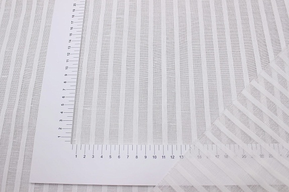 Полулен декоративный "Сетка в узкую полоску" цв.белый, ш.2.6м, лен-44%, хлопок-56%, 105гр/м.кв