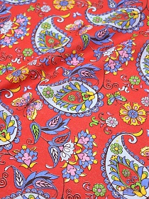 Ситец "Сад бабочек" цв.красный, ш.0.8м, хлопок-100%, 85гр/м.кв