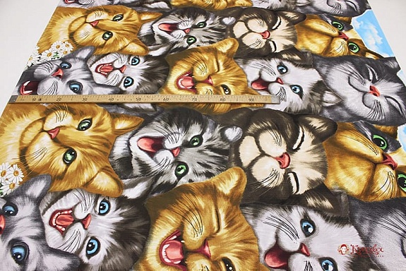 Вафельное полотно "Котофеи", ш.1.5м, хлопок-100%, 165гр/м.кв