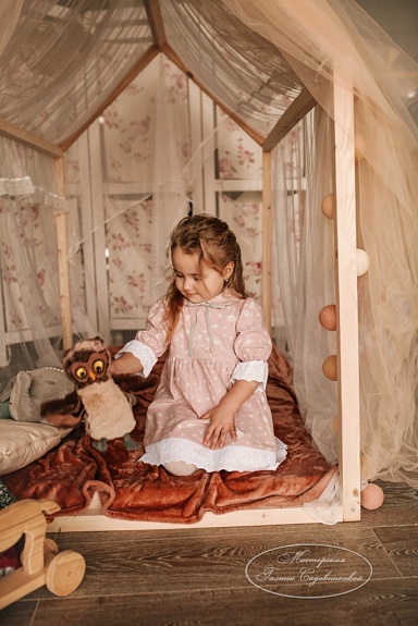 Детское платье из теплого хлопка "Одуванчиковый ветер"