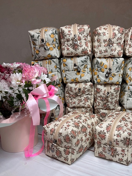 Набор косметичек из сатина и муслина