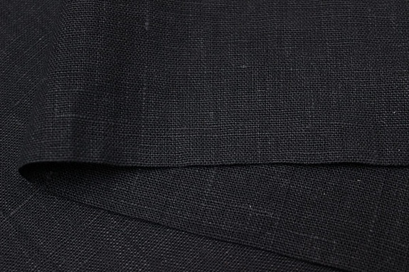 Лен костюмный с эффектом мятости цв.Черный, ш.1.45м, лен-100%, 250гр/м.кв