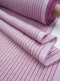 Лен сорочечный пестротканый с умягчением "Полоска" цв.лилово-розовый, ш.1.5м, лен-100%, 140гр/м.кв