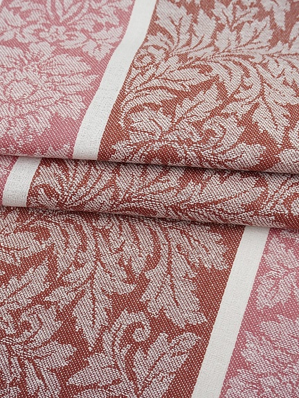 Мерный лоскут Холст полотенечный жаккард "Венеция" цв.терракотовый/розовый, ш.0.5м, лен-30%, хл-70%, 210гр/кв.м