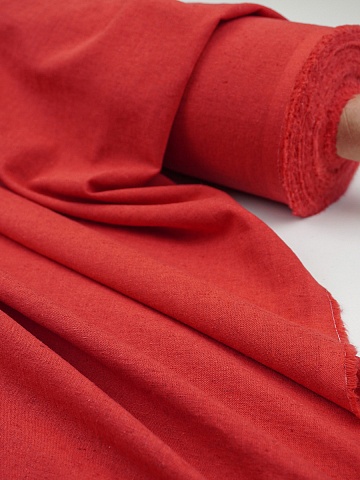 Полулен костюмный с эффектом мятости цв.Винтажно-красный меланж, ш.1.5м, хлопок-70%, лен-30%, 170гр/м.кв