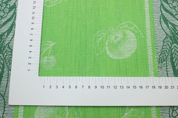 Холст полотенечный жаккард "Урожай" цв.майский зеленый/т.зеленый, ш.0.5м, лен-30%, хл-70%