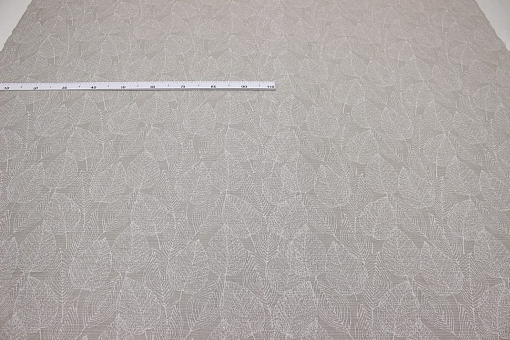Ткань пестротканая жаккард "Листопад на бежево-сером", СОРТ2, ш.1.9м, хлопок-100%, 200гр/м.кв