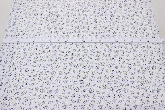 Трикотаж Кулир.гладь "Декоративные веточки-горчичные листочки", ш.1.96м(0.98м*2,чулок),Карде,хл-100%