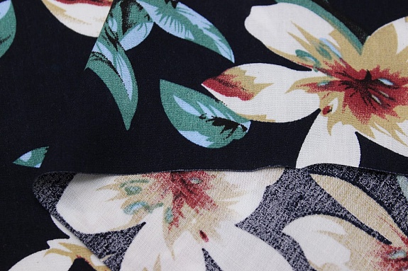 Штапель "Сладкое благоухание" цв.чернильно-черный, ш.1.47м, вискоза-100%, 90гр/м.кв