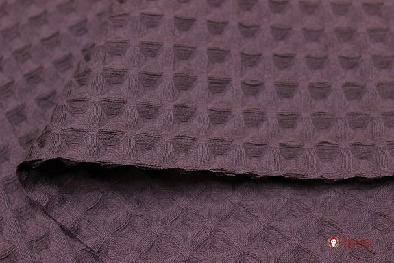 Вафельное премиум-полотно "Бохо" цв.темный коричнево-лиловый , ш.1.5м, хл-100%, 240гр/м.кв
