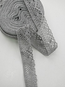Кружево цв.серый, ш.30мм, хлопок-90%, п/э-10%, 10м, рис.111/7